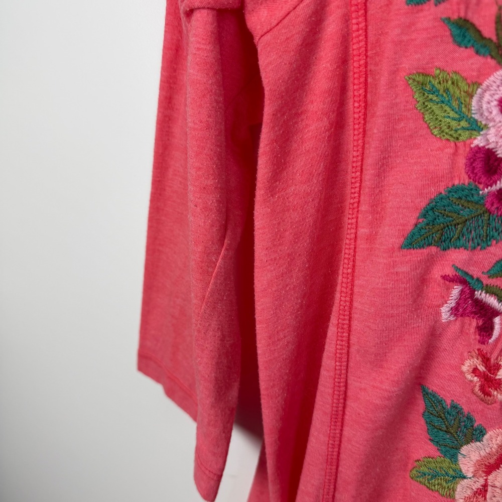 Johnny Was Dorana Floral Embroidered Tunic Top Medium Pink Cottage Boho Chic - Picture 5 of 12